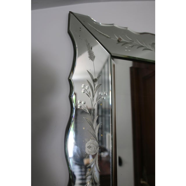 Glass Venetian Beveled Mirror, 1940s-1950s For Sale - Image 7 of 15