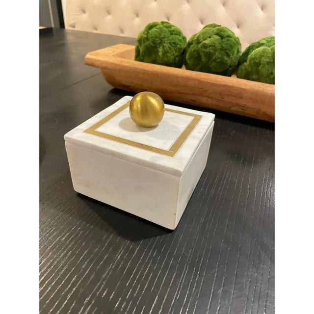Transitional Marble Decorative Trinket Box For Sale - Image 4 of 5