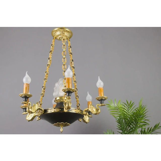 French Empire Style Bronze, Brass and Glass Chandelier, 1920s For Sale - Image 13 of 18