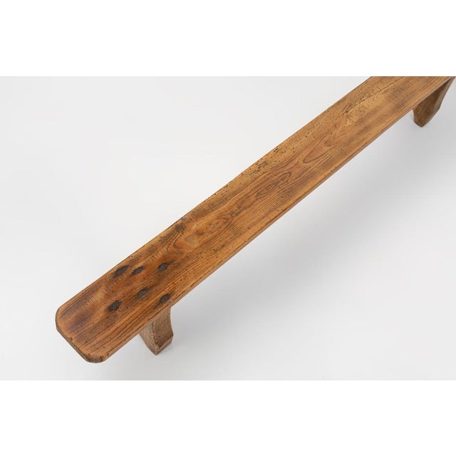 Wood Rustic Low Bench in Wood, France, 1850s For Sale - Image 7 of 11