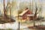 Serene depiction of a cabin in a marsh by Floyd Town (American, 20th c.). Washes of color create an abstracted background...