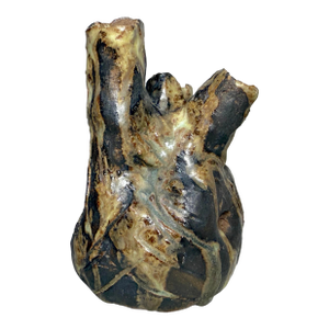 Vintage Handmade Brutalist American Pottery Anatomical Heart Shaped Vase