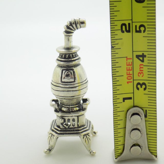 Vintage Italian Silver Woodstove Dollhouse Miniature, Tuscany, 1980s For Sale - Image 10 of 11
