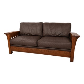 Stickley Mission Stlye Bow Arm Couch For Sale
