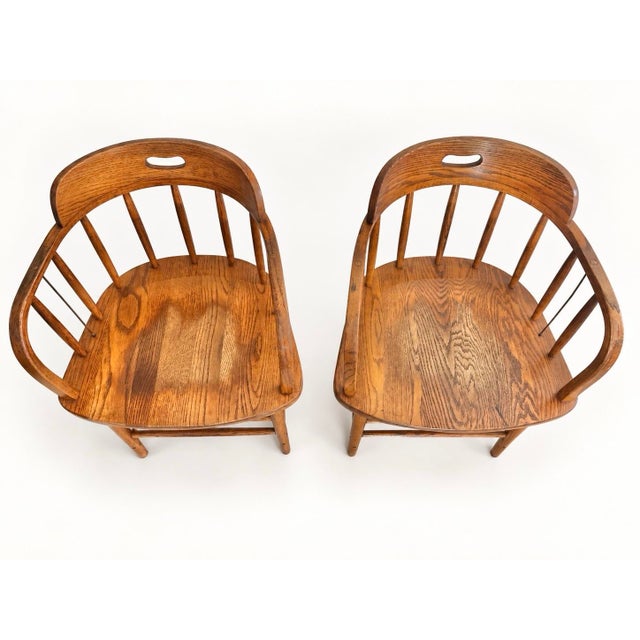 Vintage Original Boling Chair Company Mid-Century Modern Barrel-Back Captain’s Chairs a Beautiful Matching Pair. For Sale In Portland, OR - Image 6 of 7