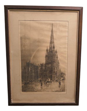 Charles Bird, St. Mary Redcliffe Church in Bristol England, Engraving