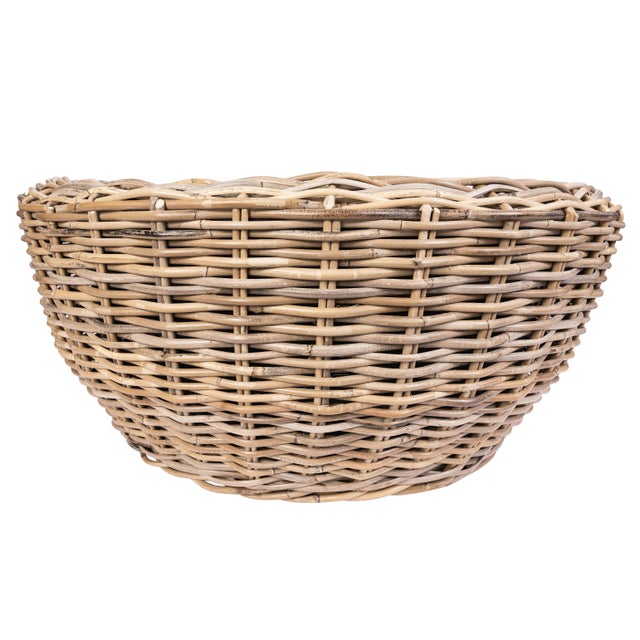 Wood Artifacts Rattan Round Belly Planter with Black Plastic Insert, Natural, 28.50" For Sale - Image 7 of 12