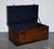 Brown Vintage Hand-Dyed Brown Leather Lockable Storage Trunk For Sale - Image 8 of 16