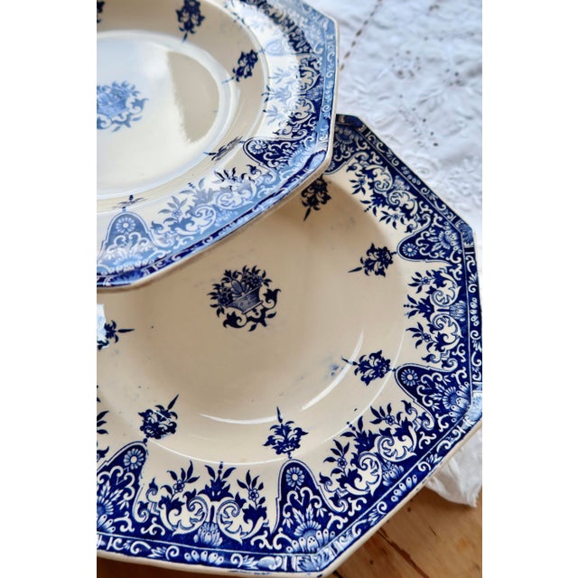 Ceramic 19th Century Ironstone Soup Plates with Rouen Pattern from Longchamp, Set of 6 For Sale - Image 7 of 11