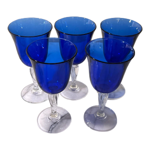 Cobalt Blue Wine Glasses - Set of 5