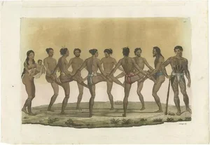Ferrario, Dancing Inhabitants of the Caroline Islands, 1831, Print