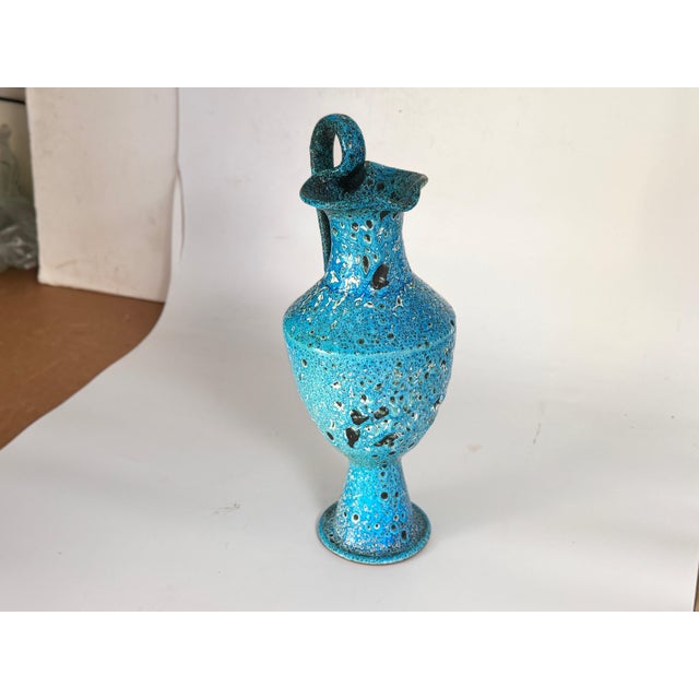 Blue Vase in Enameled Blue Ceramic, Italy, 1970 For Sale - Image 8 of 9