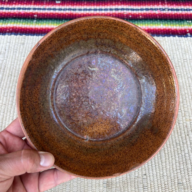 American A Antique Folk Art Redware Plate, by Stahl's Pottery, Powder Valley, Pa, Circa 1930's For Sale - Image 3 of 11