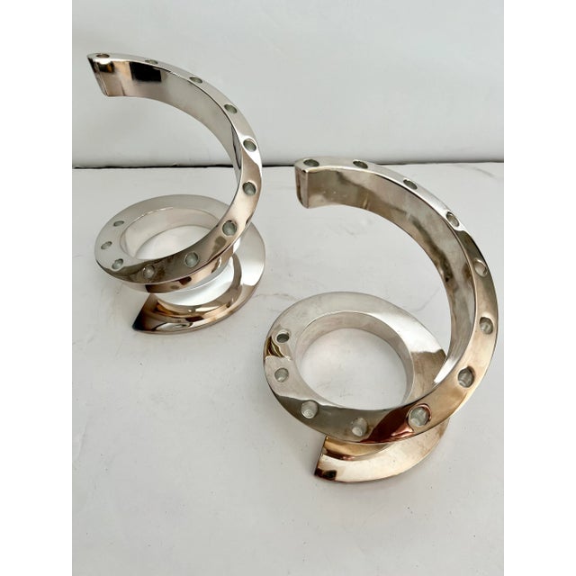 Dansk Spiral Candle Holders - a Pair For Sale - Image 9 of 11