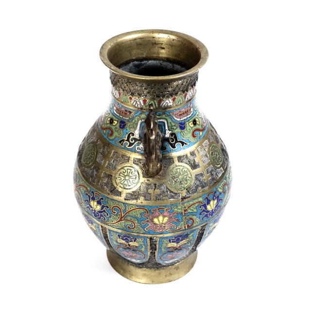 Stately Antique Cloisonné Vase/Urn Large Meiji Period Colorful Highly Detailed Collectible