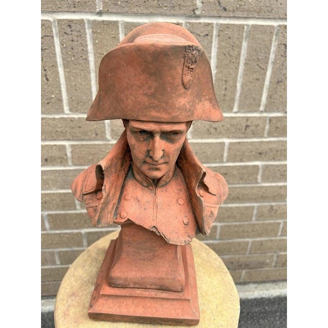 Napoleon Bonaparte Cast Stone Bust with Terracotta Finish Garden Ornament For Sale - Image 13 of 18