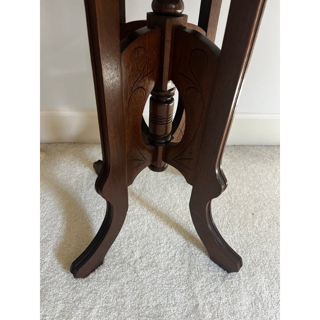 Victorian 1970s Marble Top Wooden Side Table For Sale - Image 3 of 7
