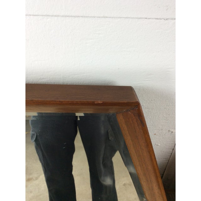 Unique Mid Century Modern Wall Mirror With Two Hexagonal Shaped Mirrors and Walnut Frame For Sale - Image 15 of 18