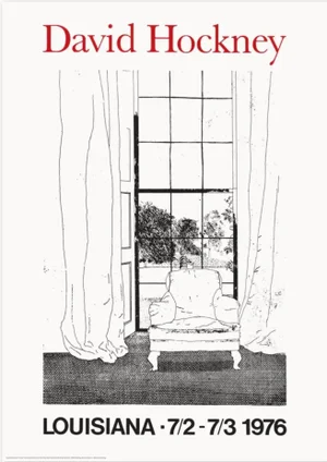 Original Anniversary Exhibition Poster " David Hockney Graphic Works 1976 " Louisiana Museum Denmark