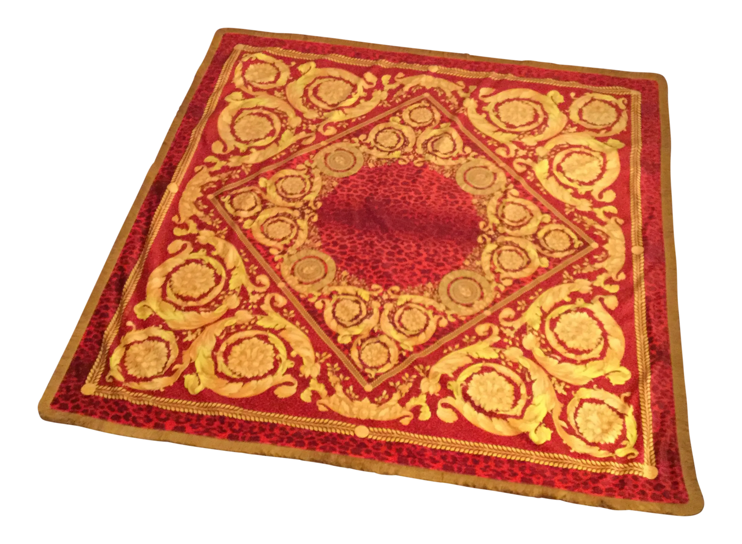 Gianni Versace Baroque Gold Red Velvet Throw Costom Made Large