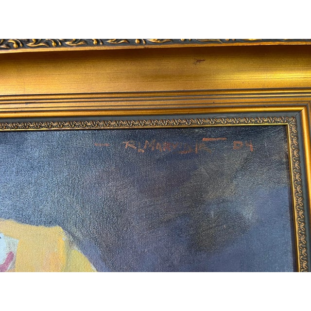 Vintage Oil Portrait Painting of a Florida Seminole Football Amateur or Player For Sale - Image 10 of 11