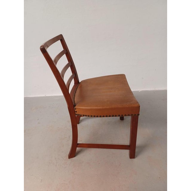 Danish Mid-Century Mahogany Dining Chairs with Upholstery, 1940s, Set of 12 For Sale - Image 10 of 13