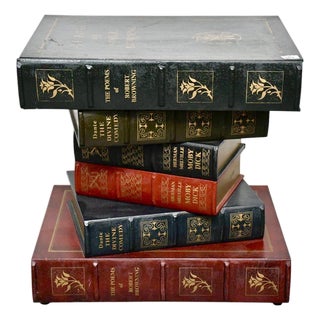 Stacked "Old Book Style" Side Table With Single Drawer For Sale