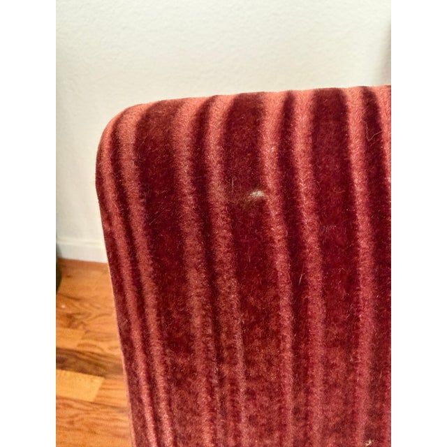 Burgundy Vintage Burgundy Ribbed Velvet Chrome Cantilever Dining Chairs, Set of 4 For Sale - Image 8 of 9