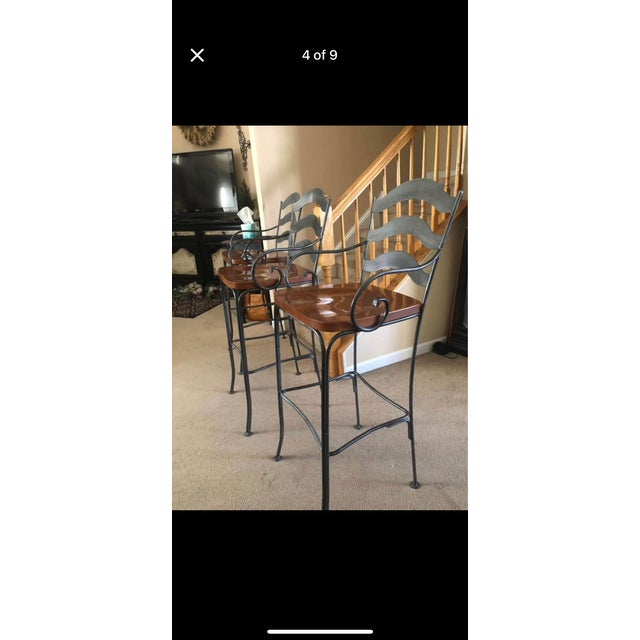 1990s 1990s Ethan Allen Tall Stools-Set of 3 For Sale - Image 5 of 15