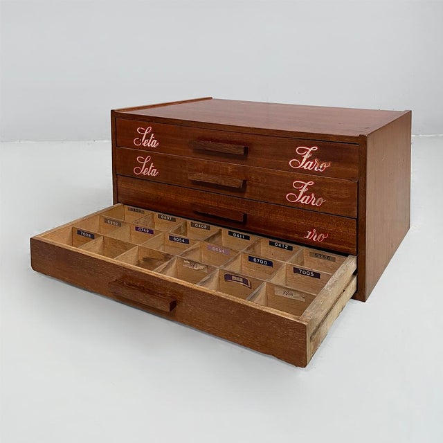 Brown Mid-Century Modern Italian Sewing Chests in Wood from Seta Faro, 1960s, Set of 2 For Sale - Image 8 of 14