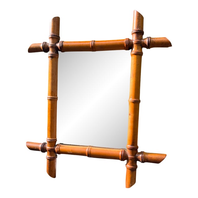 Antique French Faux Bamboo Mirror For Sale