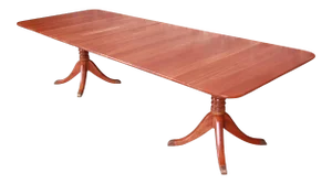 Stickley Georgian Cherry Wood Double Pedestal Extension Dining Table, Newly Refinished