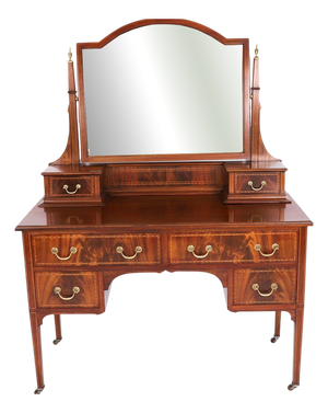Antique Edwardian Mahogany Dressing Table & Mirror, 1900s