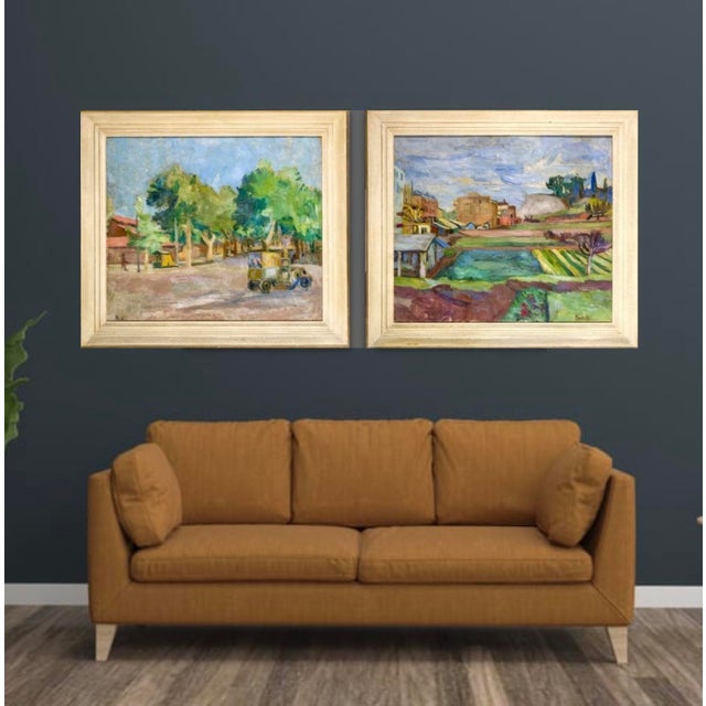 Aldo Natili, 1940s Italian Signed Fauve Style Landscape Oil on Canvas Painting, Oil on Canvas For Sale - Image 10 of 12