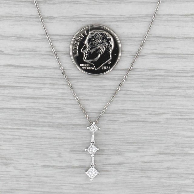 0.43ctw Diamond 3-Stone Journey Pendant Necklace 14k White Gold 16.75" For Sale In Greensboro - Image 6 of 6