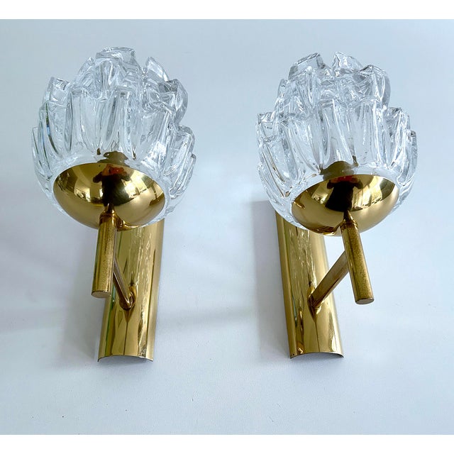 Vintage Glass and Brass Sconces from Fischer Leuchten, 1960s, Set of 2 For Sale - Image 9 of 18