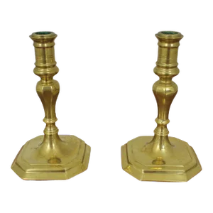 Pair Virginia Metalcrafters Colonial Williamsburg Brass Candlesticks