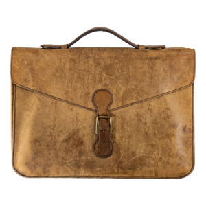 Mid-Century Designer Distressed Leather Briefcase by Edward Green England