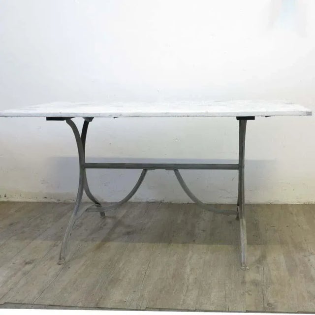 Wood Industrial Metal & Wooden Dining Table, 1940s For Sale - Image 7 of 9