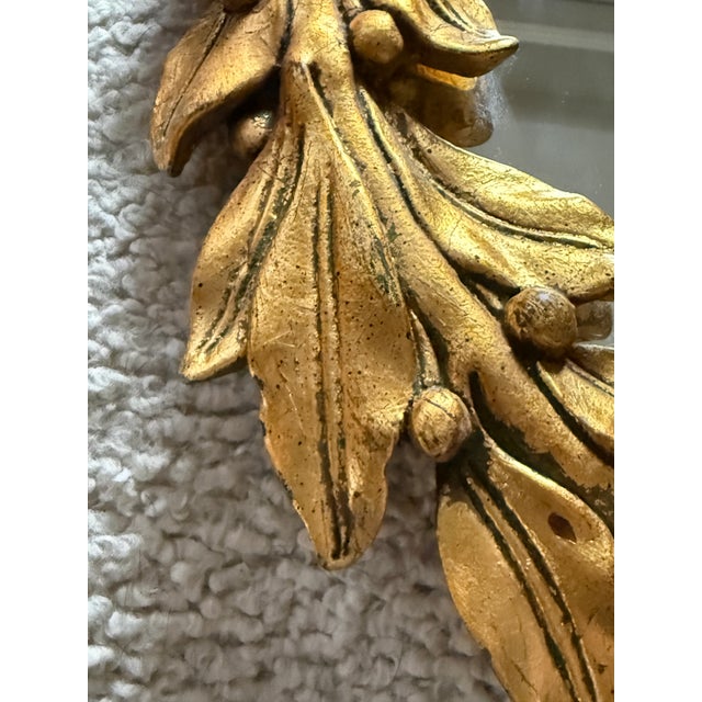 1990s Chelsea House Gilt Laurel Wreath Mirror 16 Inch Round Gold Frame Hollywood Regency Wall Decor For Sale - Image 5 of 8