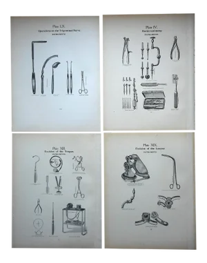 Authentic Antique Lithographs-Surgical Tools-1906-Set of 4