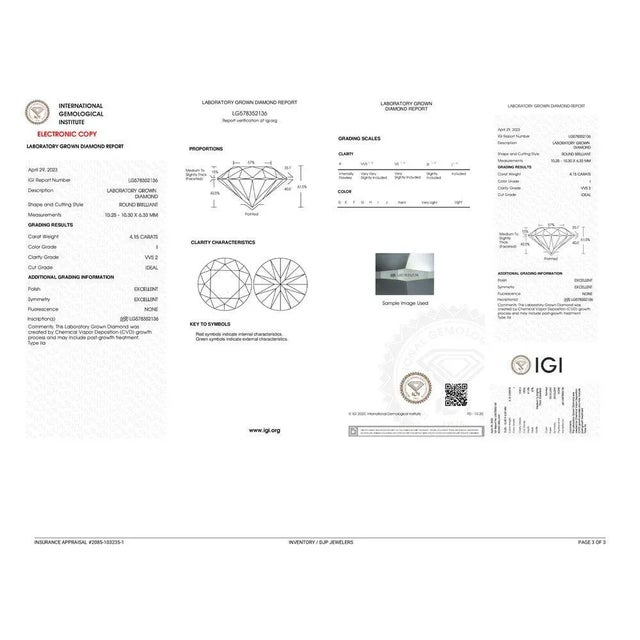 Rose Ladies 18K Rose & White Gold IGI 4.15ct I VVS2 Lab Grown Diamond Solitaire Engagement Ring For Sale - Image 8 of 9