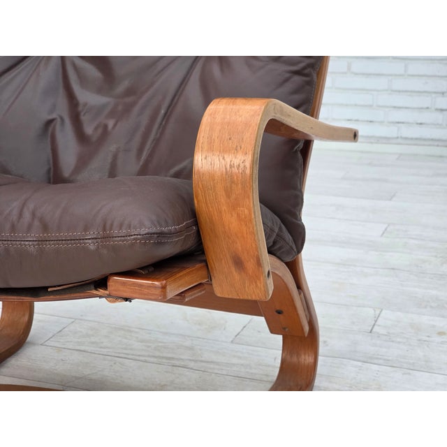 Wood Danish Armchair in Leather, Canvas and Bentwood from Komfort, 1970s For Sale - Image 7 of 18