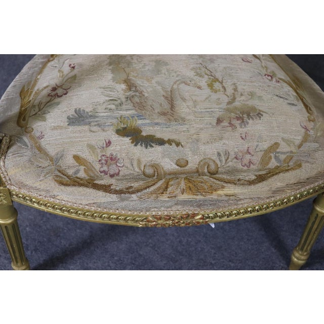 French Louis XVI Giltwood Five Piece Salon Parlor Set With Aubusson C. 1890s For Sale - Image 4 of 17