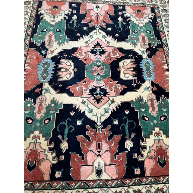 6ft 8in × 8ft Heriz Floral Medallion Area Rug For Sale - Image 9 of 12