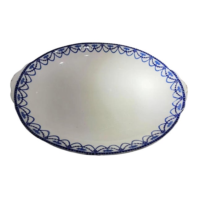 Early 20th Century French Blue & White Serving Platter For Sale
