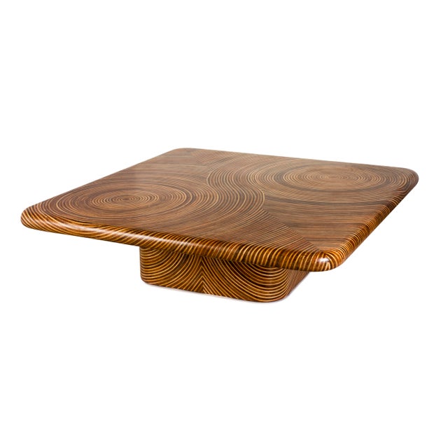 Oggetti Rattan Zen Garden Square Cocktail Table, Light and Medium Brown - Showtime by Oggetti For Sale - Image 4 of 5