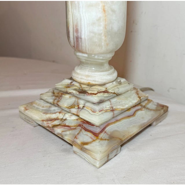 Onyx 1990s Large Solid Heavy Brown Green White Onyx Stone Electric Table Lamp Light For Sale - Image 8 of 10