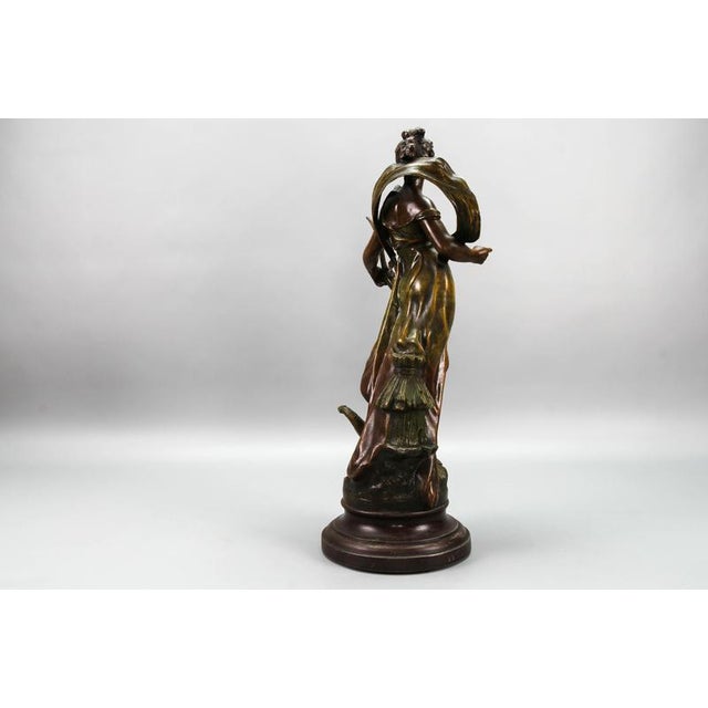French Patinated Bronzed Spelter Sculpture Muse Champetre, 1920s For Sale - Image 10 of 18
