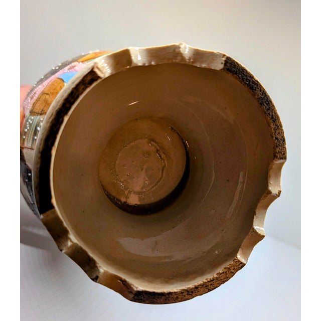 Antique Japanese Satsuma Moriage Vase With Samurai Scene & Figural Handles – 14” For Sale - Image 12 of 18